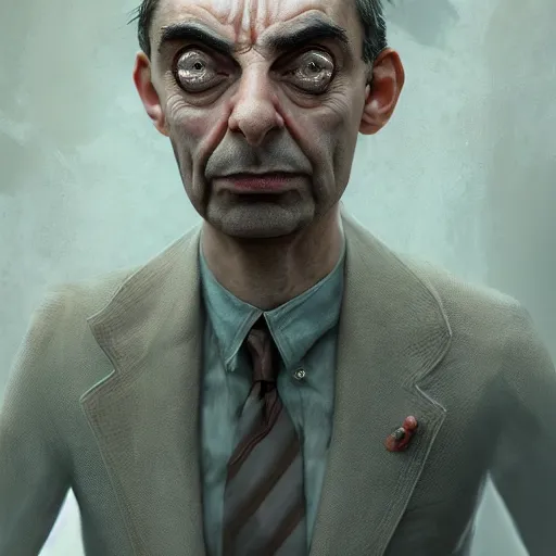 Prompt: Very very very very highly detailed epic central composition photo of Mr Bean face, intricate, dystopian, sci-fi, extremely detailed, digital painting, smooth, sharp focus, illustration, intimidating lighting, incredible art by Brooke Shaden, artstation, concept art, Octane render in Maya and Houdini