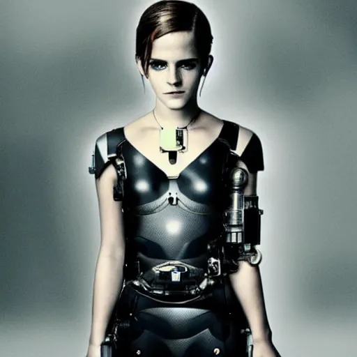 Image similar to Emma Watson as a cyborg