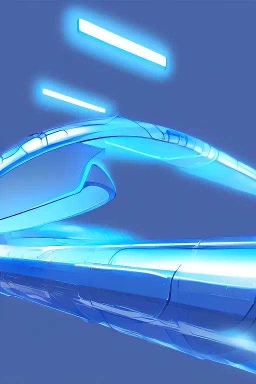 Prompt: transparent long blue neon clear giant plastic hyperloop sci fi, dark concept art, zaha hadid, artstation, smooth, sharp focus,