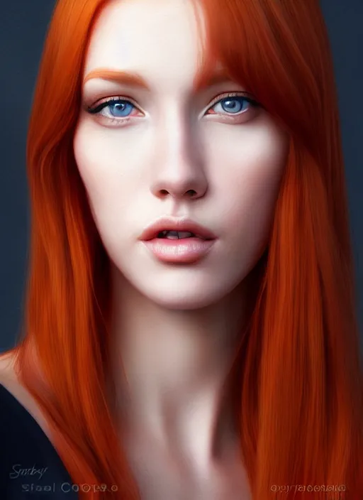 Prompt: portrait photo of a gorgeous young redhead woman with cat eyes in the style of stefan kostic, realistic, sharp focus, 8k high definition, insanely detailed, intricate, elegant, art by stanley lau and artgerm