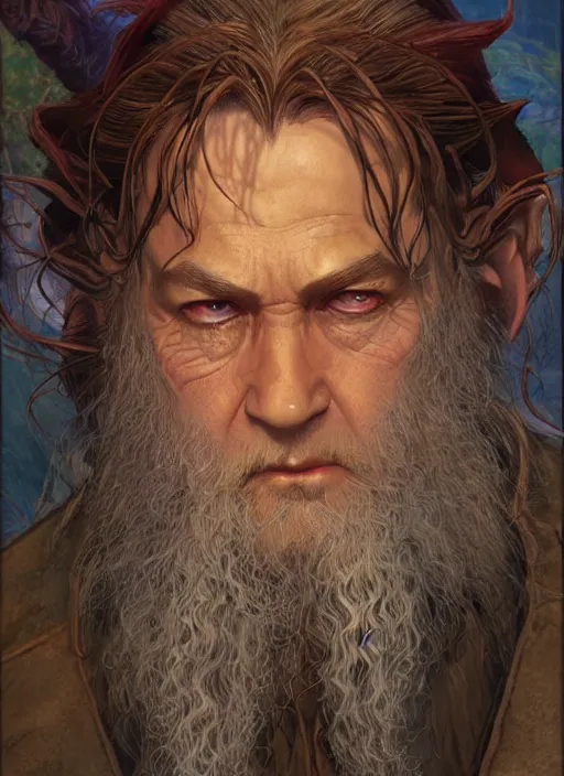 Prompt: a fantasy comic book style portrait painting of hobbit mage, art by donato giancola and bayard wu and gustav moreau and wayne barlowe, unreal engine 5