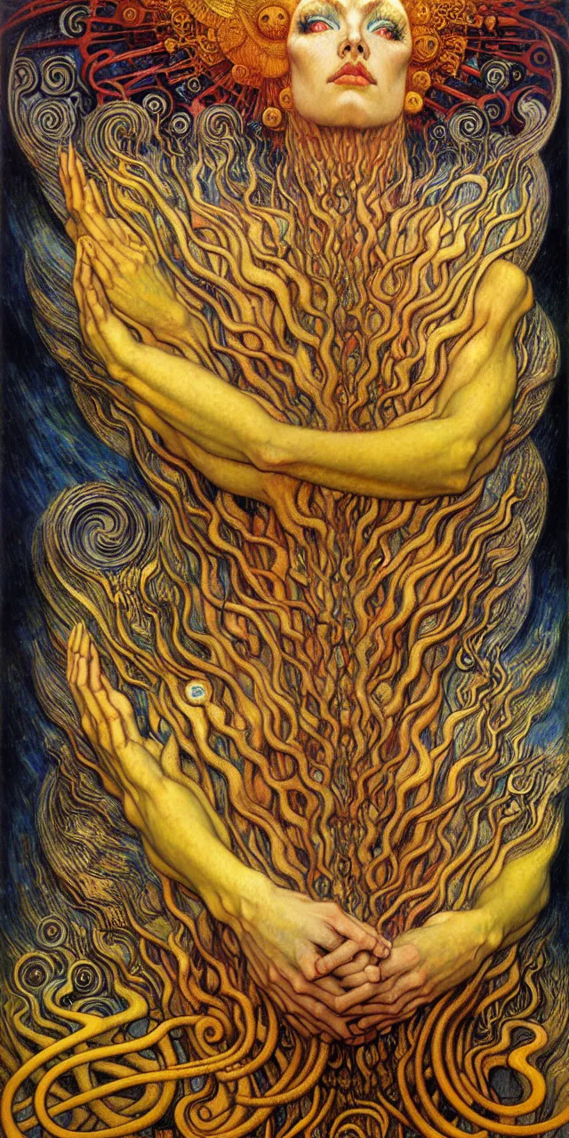 Image similar to Divine Chaos Engine by Karol Bak, Jean Delville, William Blake, Gustav Klimt, and Vincent Van Gogh, symbolist, visionary