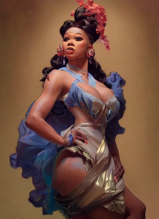 Image similar to vanjie, drag queen, painting by artgerm and greg rutkowski and alphonse mucha