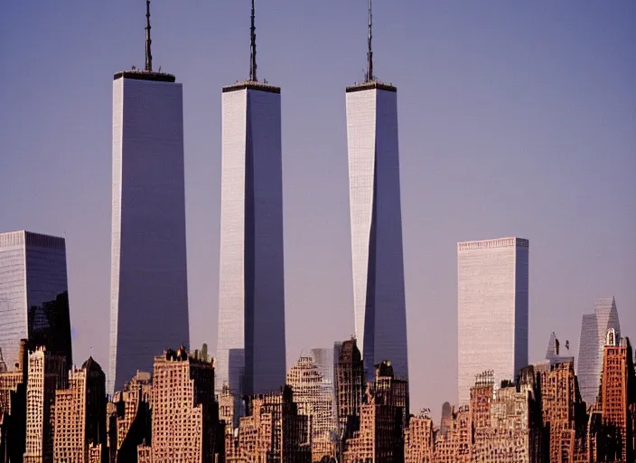 Prompt: portrait the twin towers new york city, canon eos c 3 0 0, ƒ 1. 8, 3 5 mm, 8 k, medium - format print,