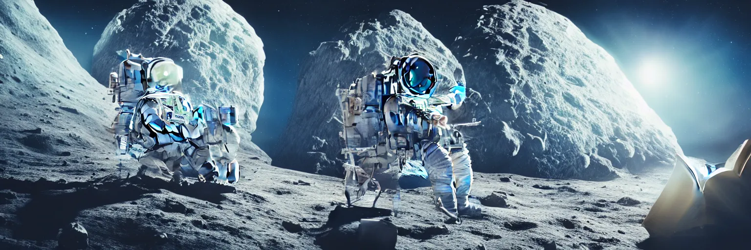 Image similar to A highly photographic render of one astronaut on the Moon, sitting on a lawn chair reading a book facing planet Earth, rim lighting, cinematic lighting, octane engine, photo realistic image, 4K, super detailed, cinematic look