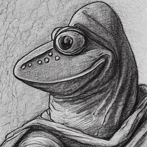 Image similar to traditional portrait of kermit in front of a window, close up, realistic, drawing by Albrecht Dürer