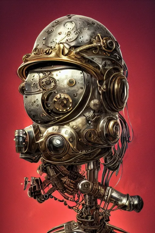 Image similar to steampunk helmet fantasy art mask robot ninja stylized digital illustration sharp focus, elegant intricate digital painting artstation concept art global illumination ray tracing advanced technology chaykin howard and campionpascale and cooke darwyn and davis jack