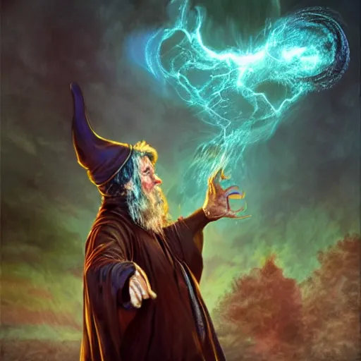 Prompt: a realistic wizard casting spell image