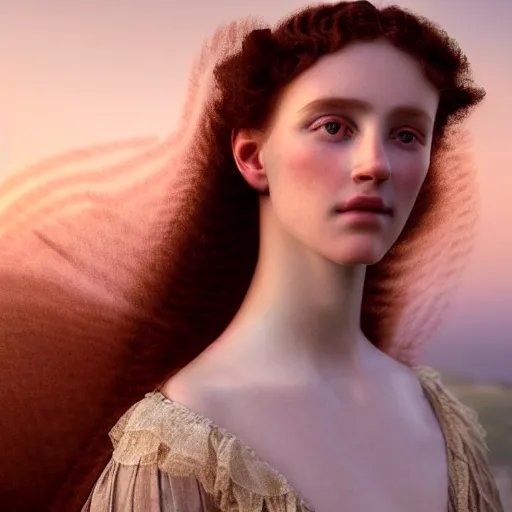 Prompt: photographic portrait of a stunningly beautiful 1 9 th century french renaissance female in soft dreamy light at sunset, contemporary fashion shoot, by edward robert hughes, annie leibovitz and steve mccurry, david lazar, jimmy nelsson, breathtaking, 8 k resolution, extremely detailed, beautiful, establishing shot, artistic, hyperrealistic, beautiful face, octane render