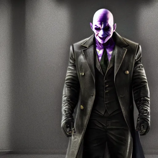 Image similar to vin diesel as the joker, rendered in unreal engine