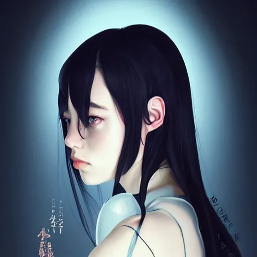 Image similar to a beautiful japanese billie eilish kat dennings alluring instagram model in elaborate latex tank top, by guweiz and wlop and ilya kuvshinov and artgerm and makoto shinkai and studio ghibli, symmetrical eyes, aesthetic, gorgeous, stunning, alluring, attractive, artstation, deviantart, pinterest, digital art