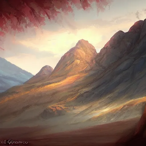 Prompt: red rock mountain by charlie bowater