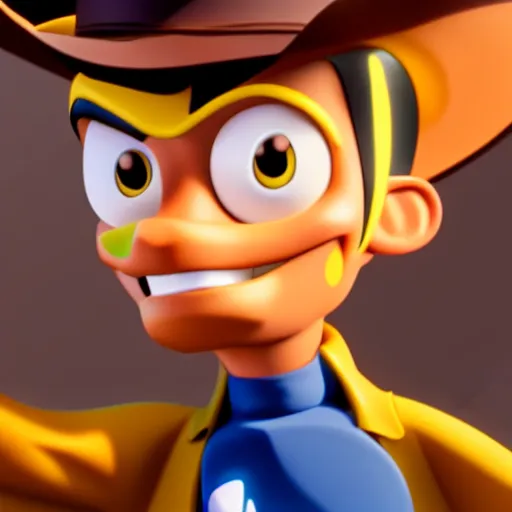 Image similar to Lucky Luke, depicted as a Pixar character, high quality CG render, 4K