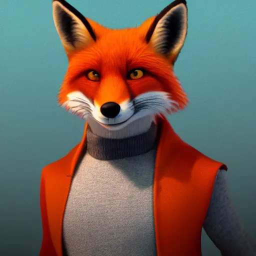 Prompt: [ red fox, in the style of pixar, character art, movie still