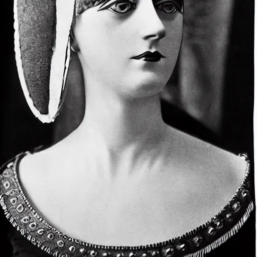 Prompt: photograph of a woman wearing weimar berlin fashion, 1 9 2 0's, looking at the camera, aesthetic, elaborate, intricate, highly detailed, detailed face, photorealism, smooth, sharp focus, rim light, art by waterhouse, duchamp,