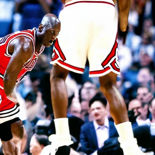 Prompt: michael jordan having an anxiety attack