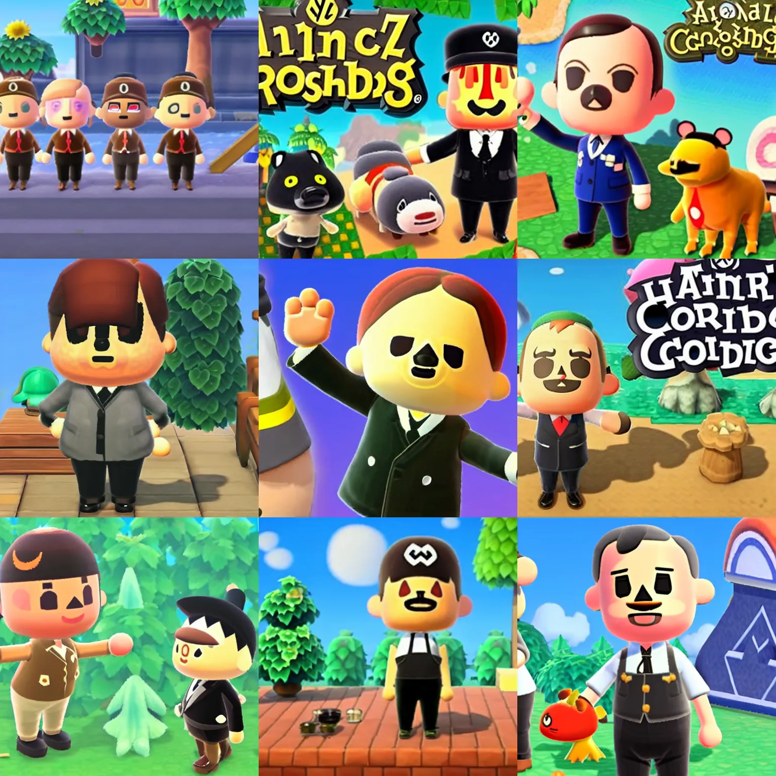 Prompt: hitler as a character in animal crossing new horizons