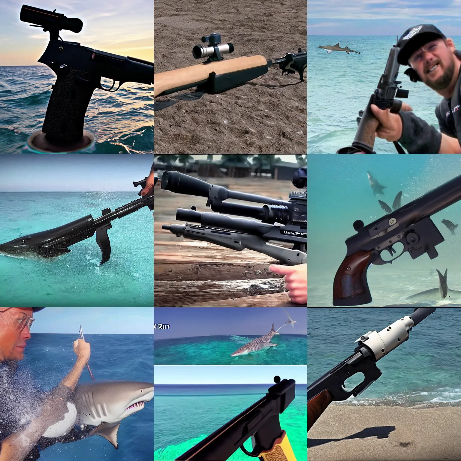 Prompt: gun that shoots sharks 4k