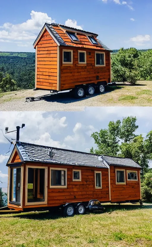 Image similar to tiny home that looks exactly like kamianets - podilskyi castle, but on a trailer