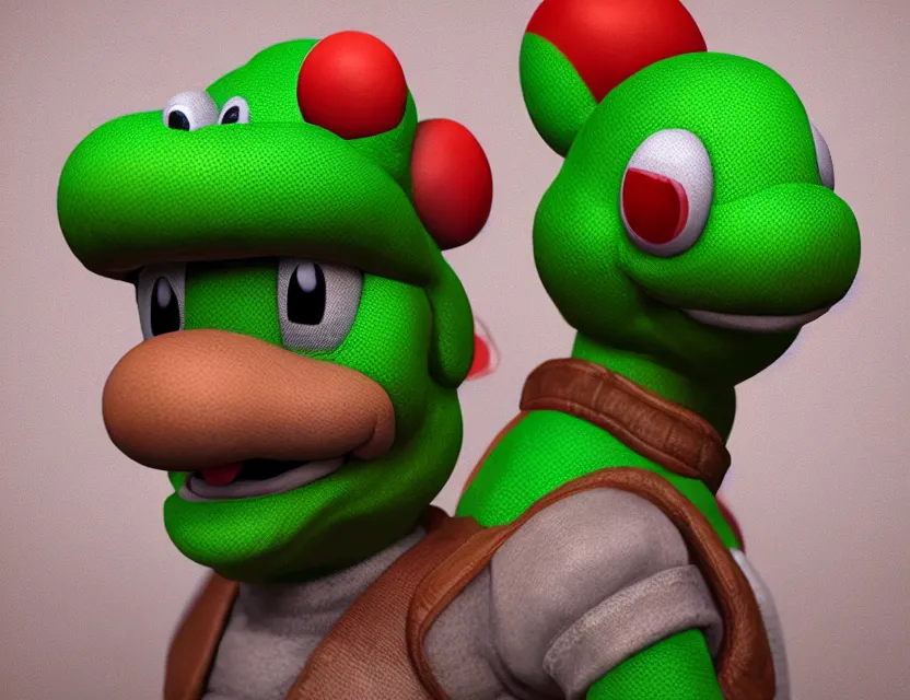 Image similar to highly detailed portrait of yoshi from nintendo, head and torso, unreal engine