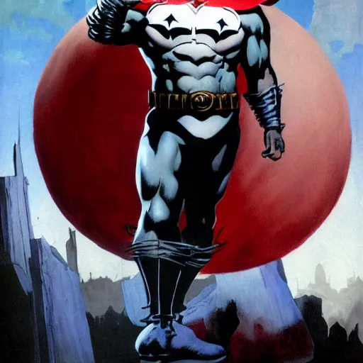 Prompt: frank frazetta the batman as pennywise, full body, 8 k, realistic, photo real, smooth, sharp, intricate detail, hyper detail, dramatic lighting, dramatic shading