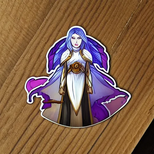 Image similar to a sticker of an aasimar from dungeons and dragons