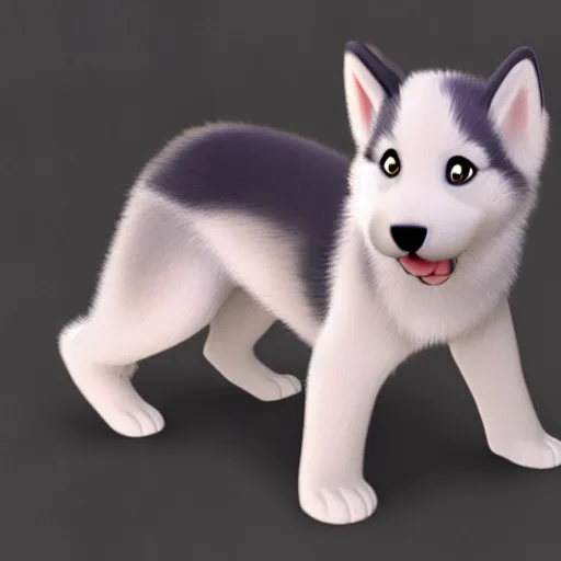 Prompt: husky puppy animated in ghibli style