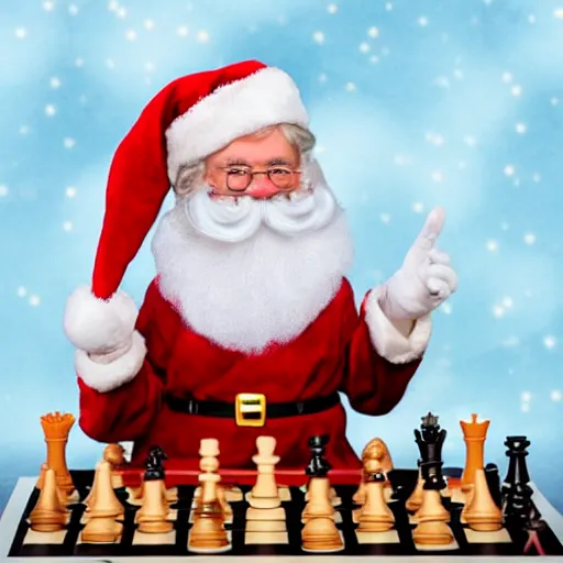 Image similar to santa playing chess with the easter bunny