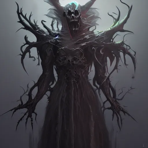 Image similar to vecna from d & d, concept art, artstation, scary, moody, octane