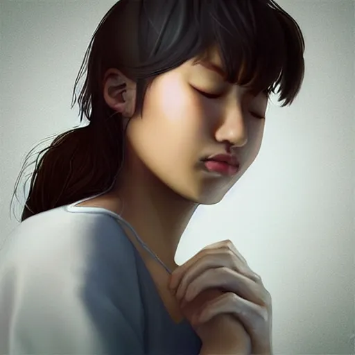 Image similar to “a pretty girl crying, realism, trending on artstation”