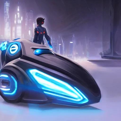 Prompt: tron legacy lightcycle, intricate, highly detailed, lifelike, photorealistic, digital painting, artstation, illustration, smooth, sharp focus, art by scott davidson, albert aublet, krenz cushart, artem demura, mucha