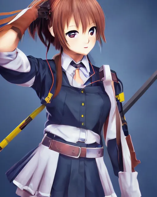 Image similar to full body portrait of anime schoolgirl in mechanic armor in night tokyo by makoto sinkai, perfect face, fine details