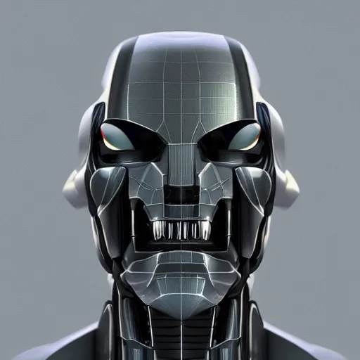 Image similar to 3 d render of the face of a robot, by vitaly bulgarov, front view, symmetry, octane render, beautiful