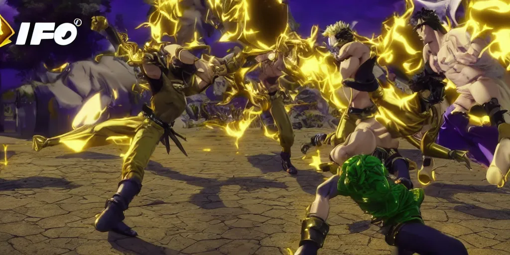 Image similar to jojo's bizarre adventure : golden wind, video game cutscene, unreal engine 5, render, ray tracing