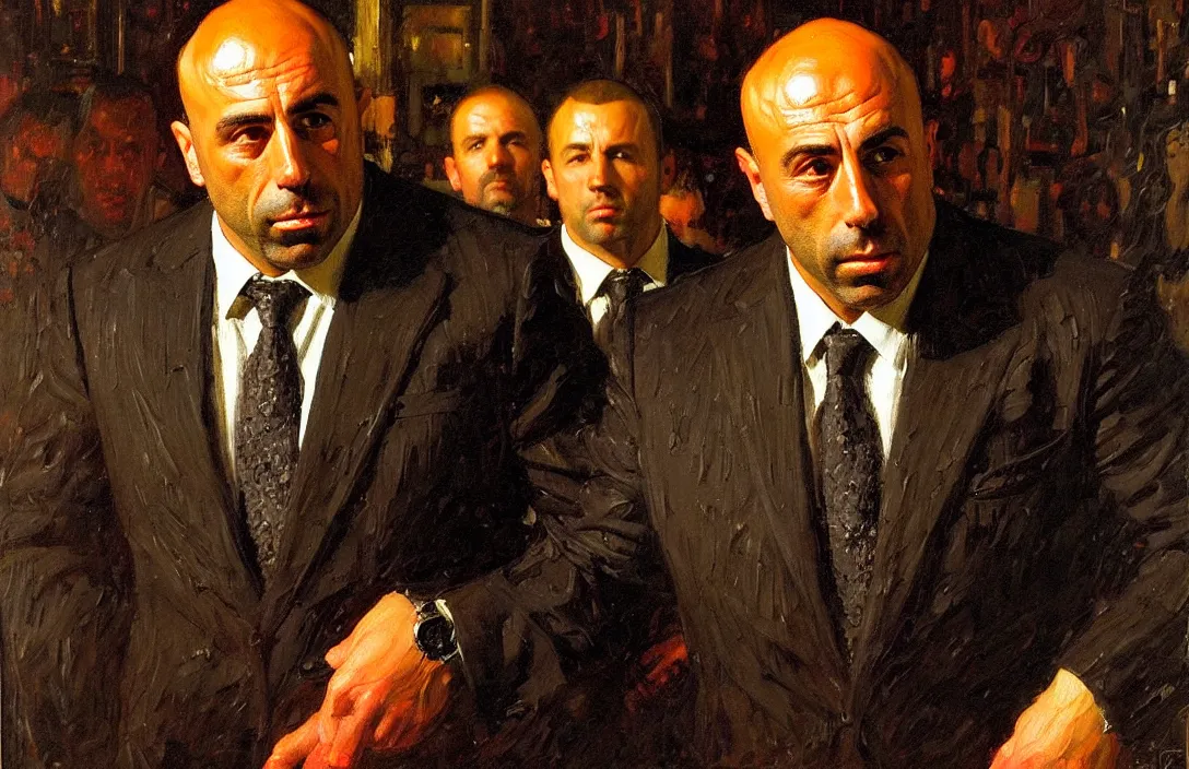 Image similar to portrait of joe rogan!!!!!!!!!!!!!!!!!!!!!!!!!!!, detailed face, detailed painting, detailed no. 1 0 downing street, epic lighting, by ilya repin and phil hale