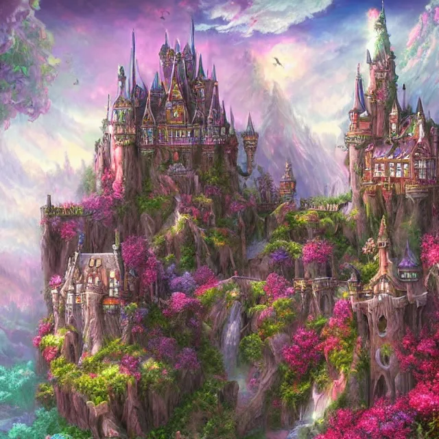 Image similar to infinitely detailed scenery art expanding fantasy dream art candy world with a castle made out of candy detailed scenery artwork, candy scenery artwork scenery artstation!! scenery pixiv!!