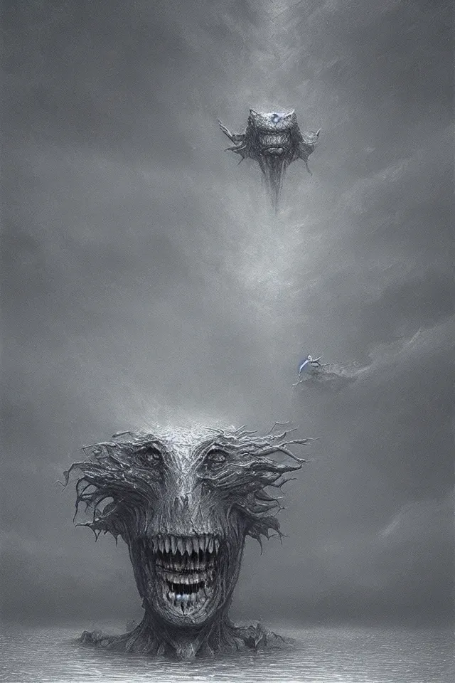 Image similar to water monster 4k by zdzisław beksiński