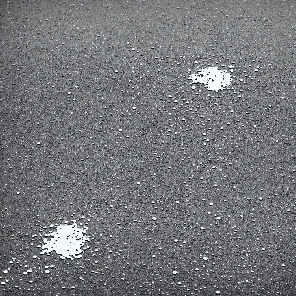 Prompt: chrome blob splattered on asphalt city street photorealistic wonderful render unreal macro closeup