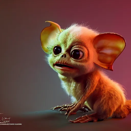 Image similar to very cute gizmo the mogwai gremlin in the movie gremlins 3, award winning creature portrait photography, extremely detailed, artstation, 8 k, sensual lighting, incredible art, wlop, artgerm