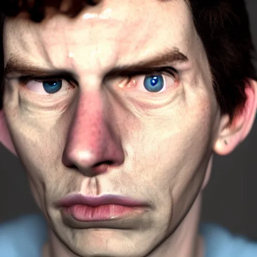 Image similar to film still photo portrait of a depressed realistic jon arbuckle in real life, realistic, hyperrealistic, 8 k resolution, hd quality, very detailed, highly detailed, intricate details, real life, real world, trending on artstation, digital art, really realistic, very realistic, headshot, head in frame, photograph, portrait, colorized