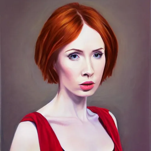 Image similar to Karen Gillan, oil painting, portrait