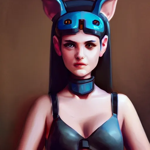 Prompt: cute young woman with robot ears, 4k, sharp focus, Andreas Rocha