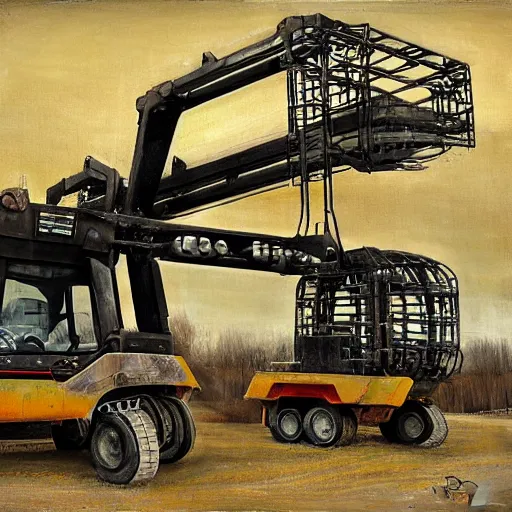 Prompt: one telehandler, by hg giger