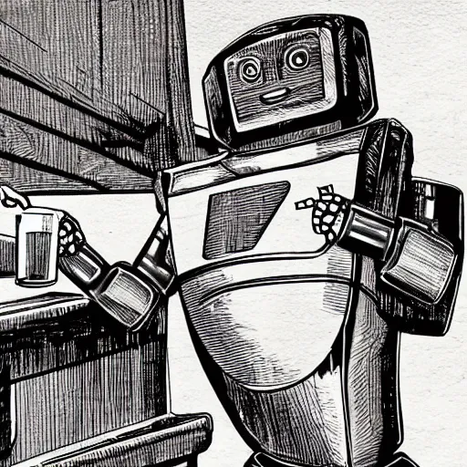 Image similar to a robot drinking wine