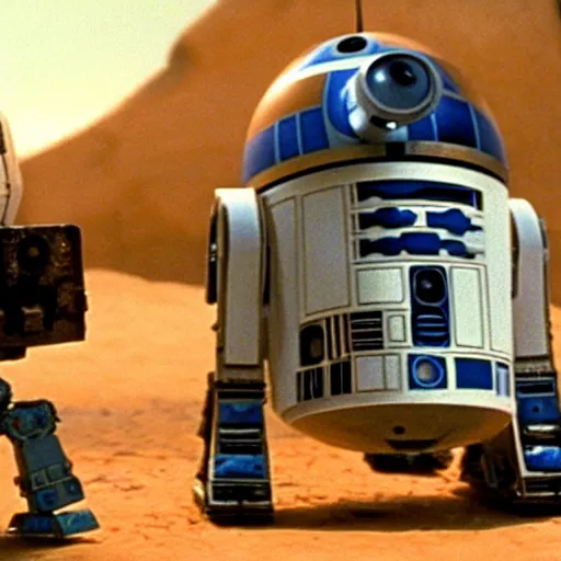 Prompt: wall - e playing the role of r 2 - d 2 in star wars 1 9 7 7