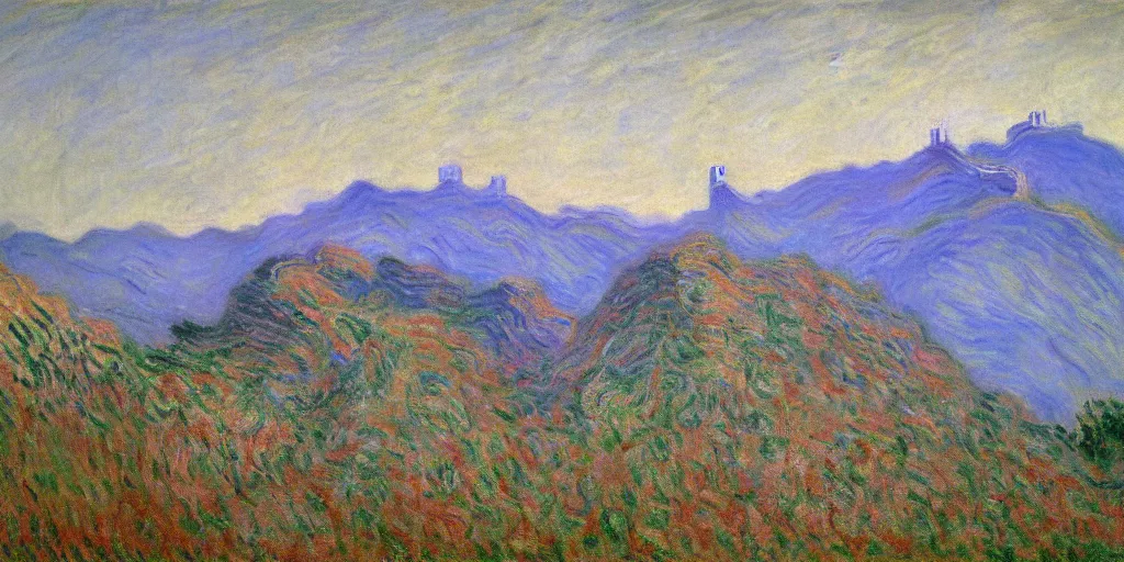 Prompt: an oil painting of the Great Wall by Oscar-Claude Monet