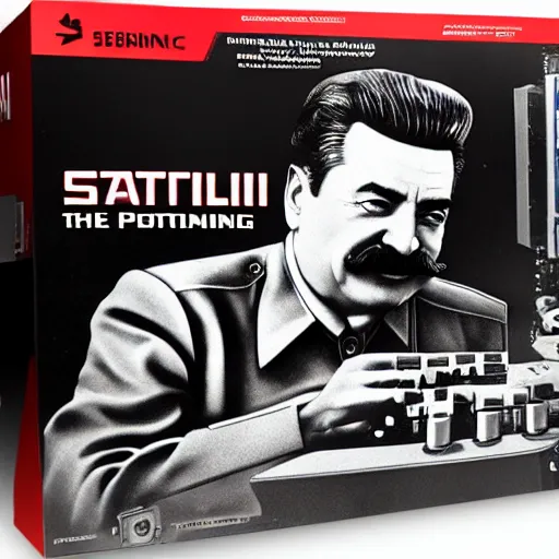 Image similar to stalin building a pc, photography, photorealistic