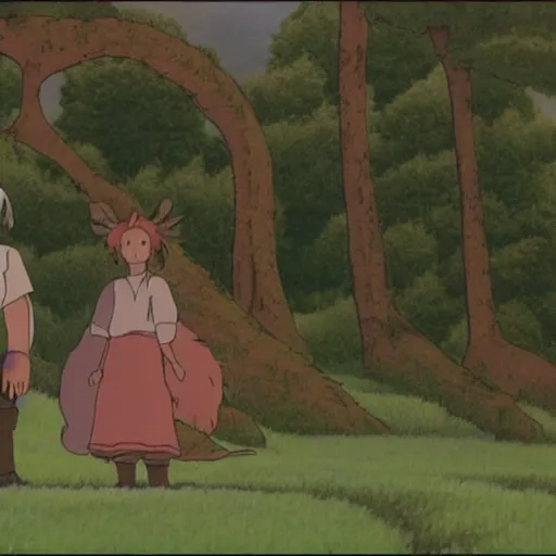 Image similar to ghibli movie scene, fox