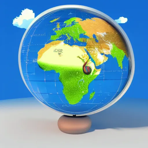 Prompt: a vector globe illustration with famous 3 d touristic landmarks on it, 3 d render, 3 d model, smooth, ray tracing, illustration, in the style of shkret