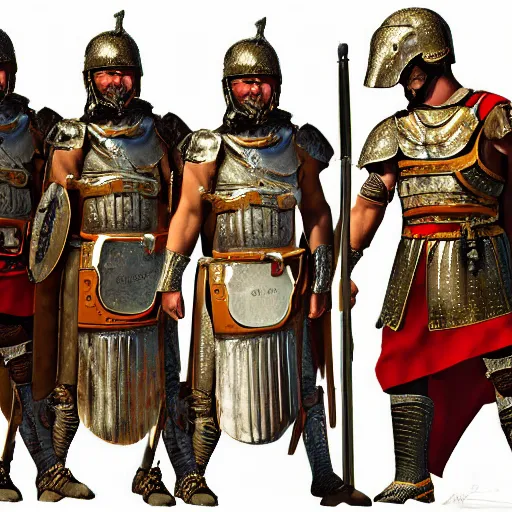 Image similar to a roman soldier in front of his army, ancient rome, digital art, steal armors, photorealistic, highly detailed